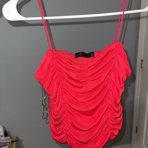 Elegant Red Ruched Women's Top